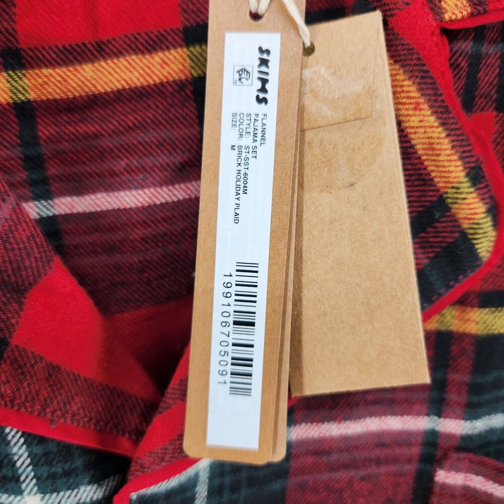 NWT SKIMS‎ Medium Brick Red Holiday Plaid Flannel Pajama Set NWT - Picture 5 of 16
